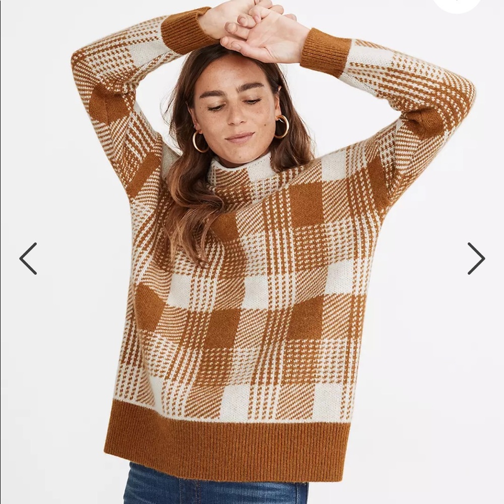 Madewell plaid mockneck tunic sweater